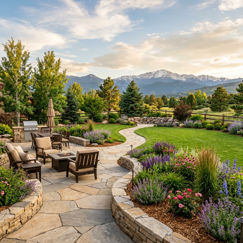 Premium landscape flagstone patio design
