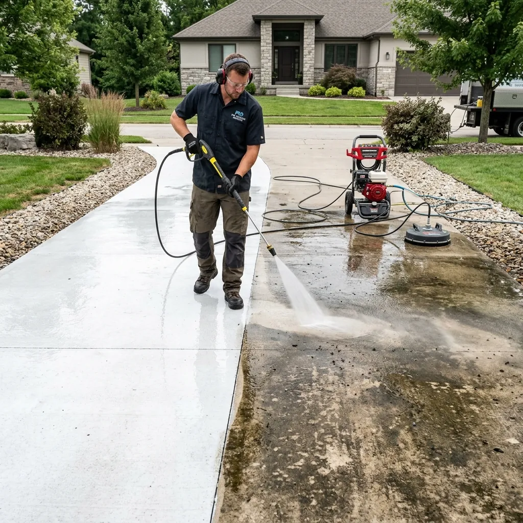 NoCo Services crew pressure washing an exterior surface